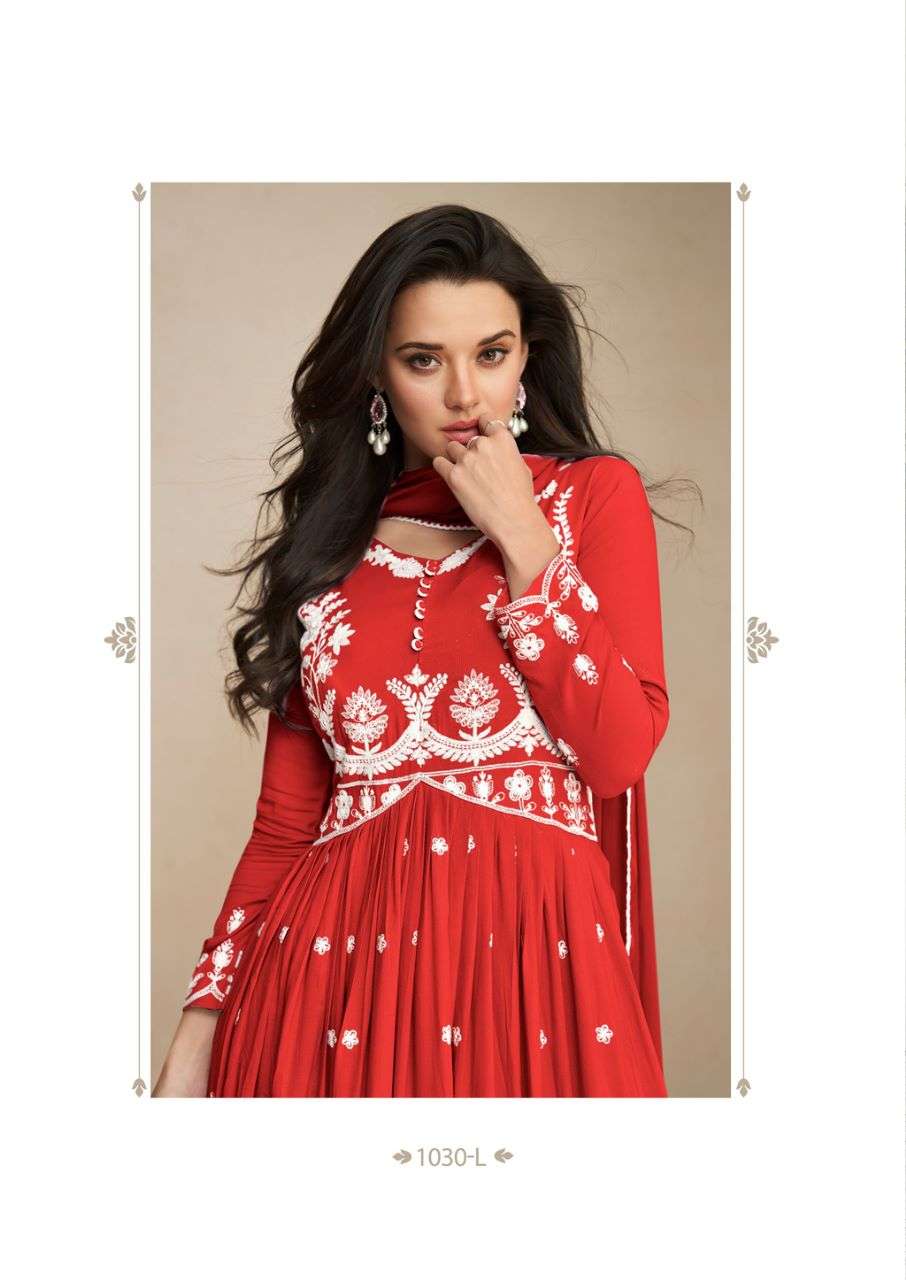 LAKHNAVI VOL 5 DARK COLOR HEAVY REYON LAKHNAVI WORK NAYRA CUT KURTI WITH PLAZO AND NAZMIN DUPATTA BY S3FOREVER BRAND 1030 L C